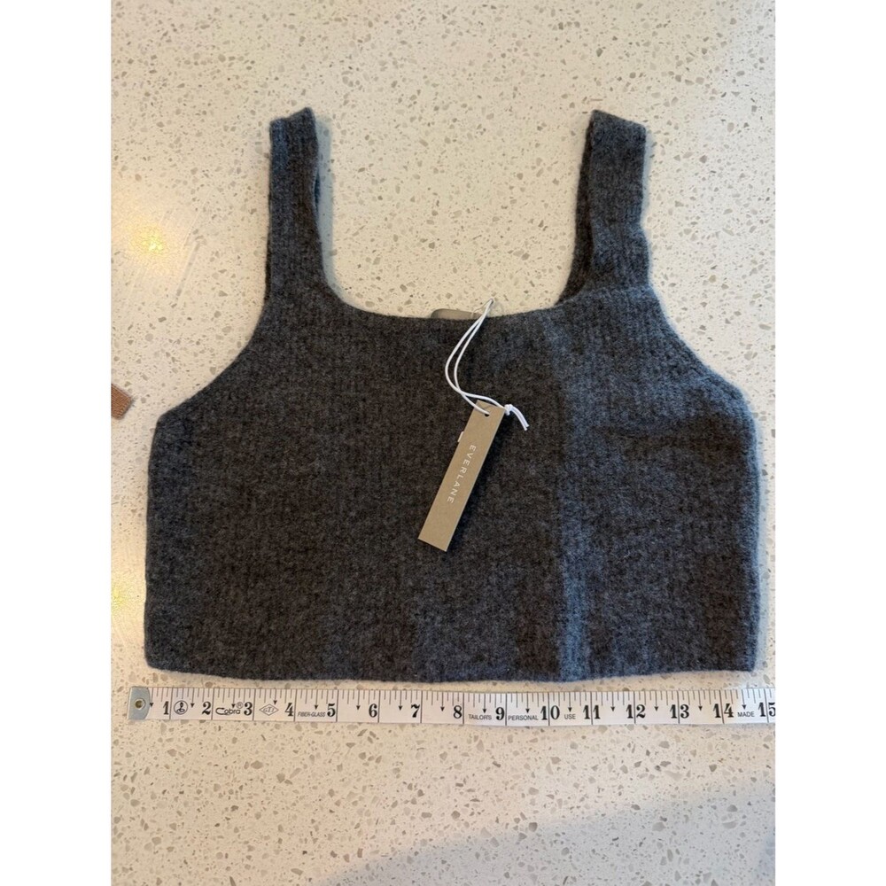 Everlane Wool Yak Blend Crop Tank Dark Heather Gray Knit Crop Top L